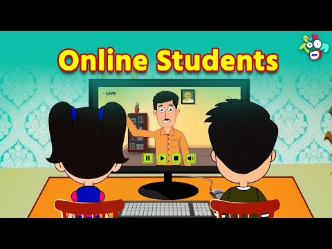 Online Students | Students During Online Classes | Animated | English Cartoon | Moral Stories