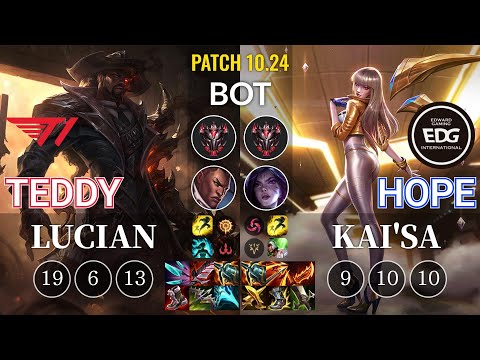 T1 Teddy Lucian vs EDG Hope Kai'Sa Bot - KR Patch 10.24