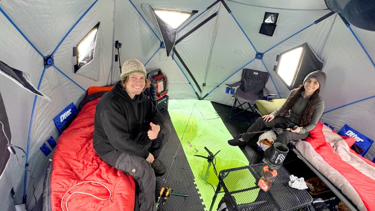 Overnight Ice Camping on the River - Stergeon and Persian Saffron Chicken