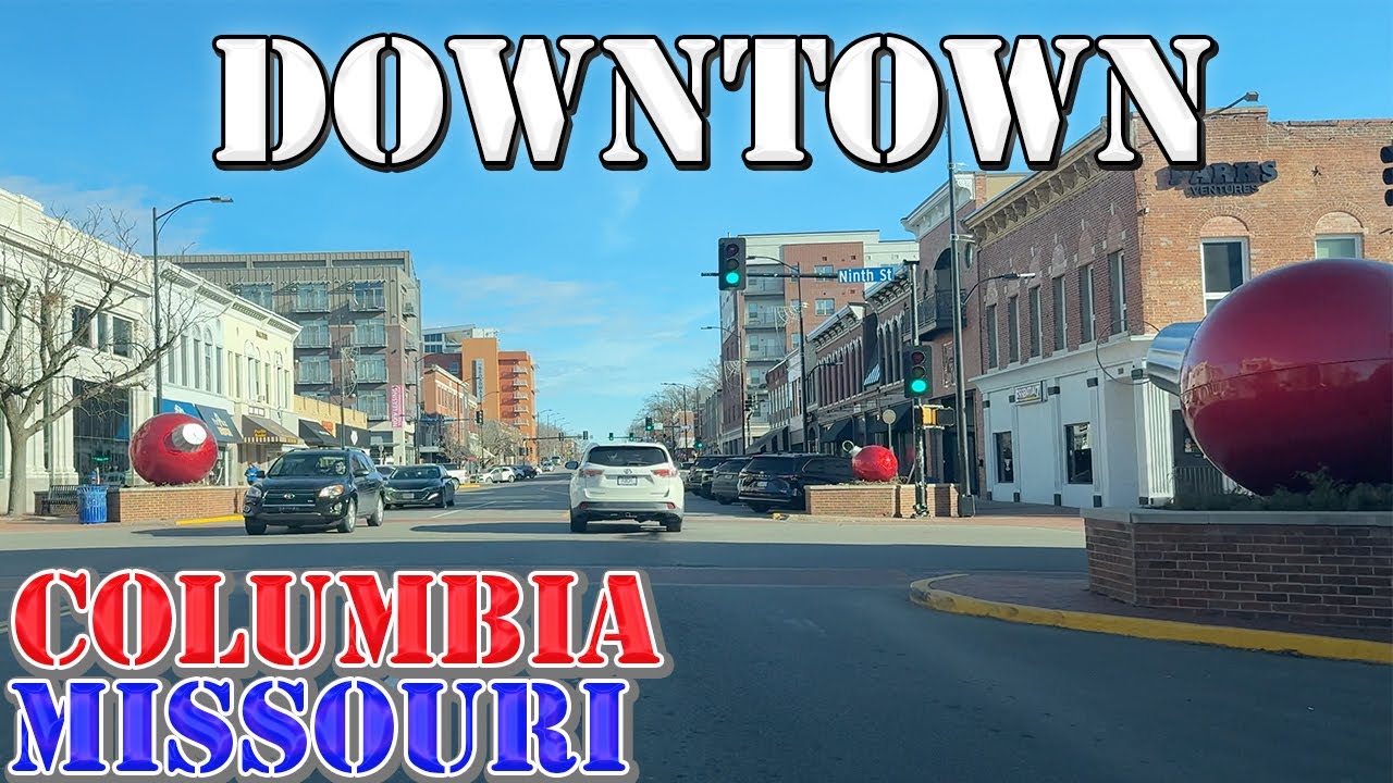 Immersive street-level walking tour through Columbia Missouri Downtown, United States, showcasing authentic urban landscapes, local architecture, and the vibrant atmosphere of the city's neighborhoods
