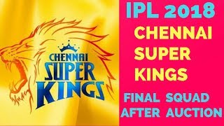 VIVO IPL 2018: Chennai Super Kings All Players List || CSK Final Squad For IPL 2018 After Auction