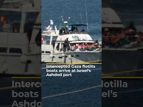 Intercepted Gaza flotilla boats arrive at Israel's Ashdod port | AJ #shorts