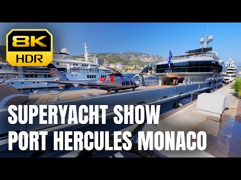 8K Largest SuperYachts in the World - Monaco SuperYacht Show 2021 🎧 Binaural 3D Audio