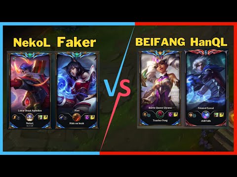 Faker & NekoL VS Rank 1 Qiyana & Rank 1 Ezreal - KR Challenger - Patch 13.7