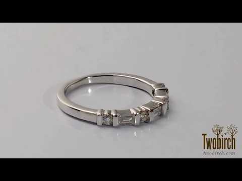 0.45 Carat Seven Stone Bar Set Wedding Ring - TwoBirch - TB-WR-0341-WG-G