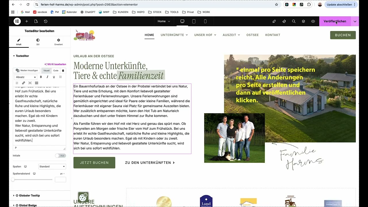 Texte und Bilder anpassen