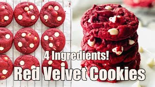 Red Velvet Cake Mix Cookies 🍪 🥛( Easy 4 Ingredients)! Easy Cookie Recipes
