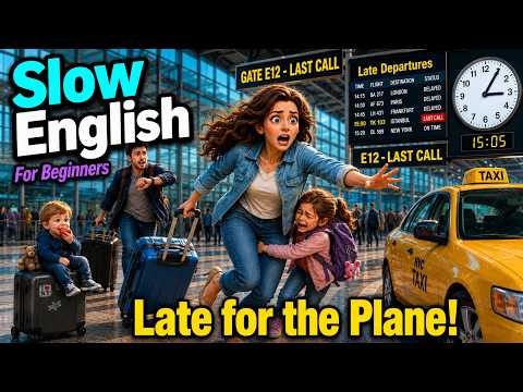 Mom Is Late to the Airport!  Easy English Listening Story A2 Level