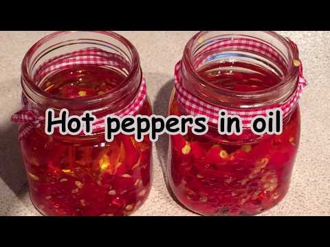 Hot peppers in olive oil