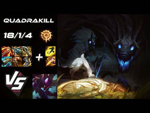 JUNGLE Kindred vs Kha'Zix [QUADRAKILL] - NA Grandmaster Patch 14.10