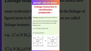 Linkage isomerism in coordination compounds |jee 2014|neet 2004| bitsat 2024