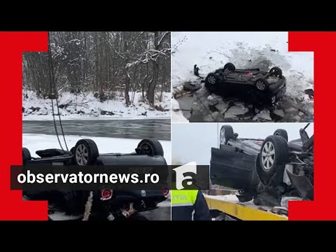 Filmul accidentului din Suceava, unde o mamă şi cinci copii au căzut în râu de la 6 metri înălţime