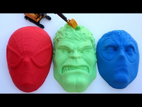 Kinetic Sand Hulk VS Spiderman VS DeadPool PJ Masks Kinetic Sand DIY Play Doh Learn Colors