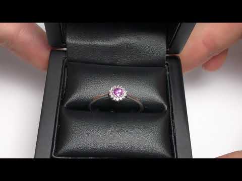 LFY1889 Diamond and Pink Sapphire Ring 0.07ct, 9k White Gold