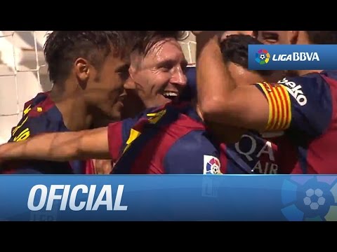 Gol de Messi (0-6) tras cedérselo Neymar en el Córdoba CF - FC Barcelona