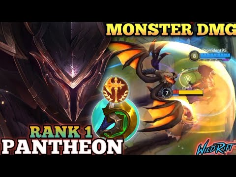 PANTHEON MONSTER ONE SHOT DMG! 15 KILLS + QUADRA - TOP 1 GLOBAL PANTHEON BY Provident95 - WILD RIFT