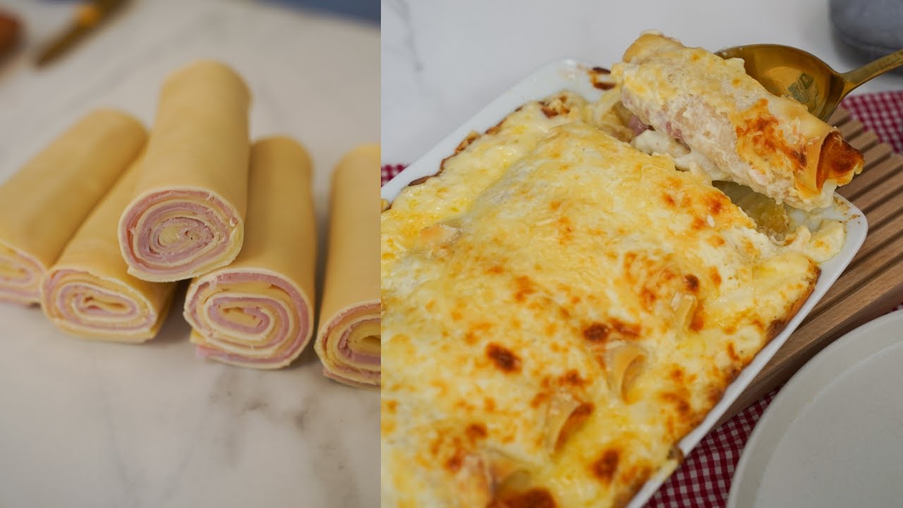 HAM CANNELLONI MADE WITH PASTRY DOUGH | SUPER EASY AND FAST