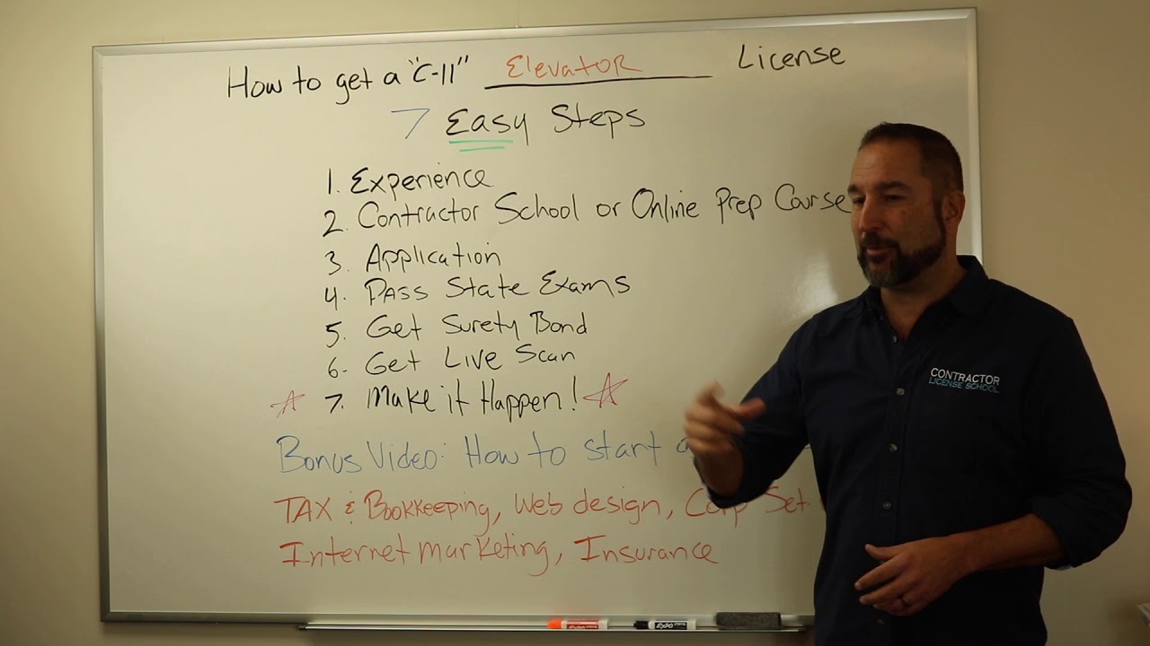 How to get a Elevator License (C-11) - Contractor School