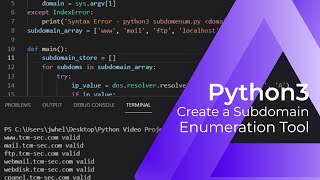 Download the video "Create Your Own Python SUBDOMAIN ENUMERATION TOOL"