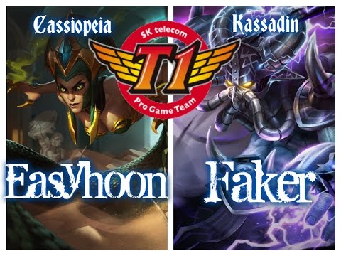 SKT T1 Easyhoon CASSIOPEIA vs SKT T1 Faker KASSADIN Mid Lane - League of Legends Ranked Korean