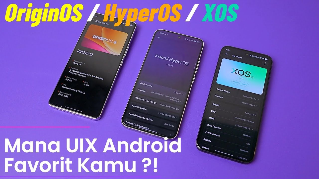 ORIGIN OS VS HYPER OS VS XOS GT ! MANAKAH UIX ANDROID TERBAIK PILIHAN KALIAN ?!