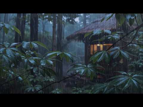 Soothing Real Night Rain Sounds on Forest Leaves for Fall Asleep Like a Baby Tonight & Calm