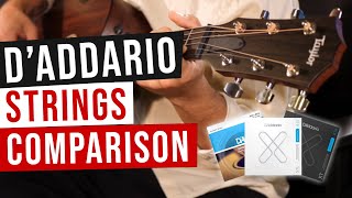 Video thumbnail for D'Addario XS vs D'Addario XT vs D'Addario EJ16 - Acoustic Guitar Strings Comparison by Musicoff - Where Music Matters