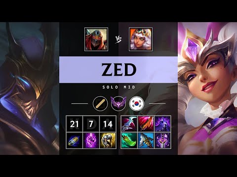 Zed Mid vs Qiyana: Quadra Kill, Legendary - KR Master Patch 14.16