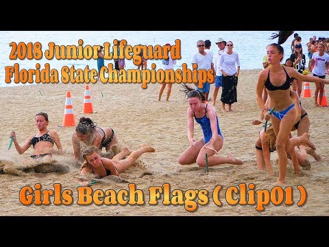 2018 Junior Lifeguard Florida State Championships / Girl's Beach Flags (Clip01)