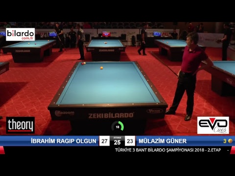 Ä°BRAHÄ°M RAGIP OLGUN & MÃœLAZÄ°M GÃœNER Bilardo Maçı - 2018 ERKEKLER 2.ETAP-3.Tur