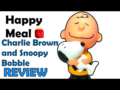 McDonalds Charlie Brown and Snoopy Bobble Toy Peanuts Movie Happy Meal Toy Review 2015