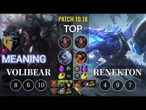 GEN Meaning Volibear vs Renekton Top - KR Patch 10.18