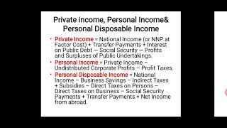 Personal income| Private Income |Personal disposable income| Per capita Income