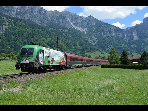 Arlberg Bahnverkehr am 03.06.17 - "150 Jahre Brennerbahn und andere Werbeloks"