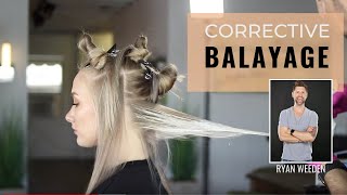 Corrective Balayage - How to EASILY remove PURPLE shampoo stained hair, and brighten with BALAYAGE!