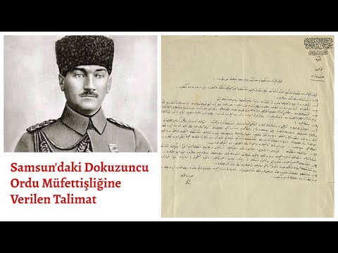 Samsun'daki 9. Ordu Müfettişliğine Verilen Talimat