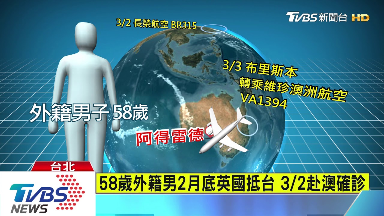58歲外籍男2月底英國抵台 3/2赴澳確診
