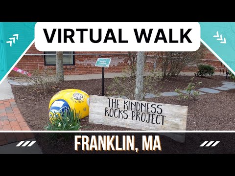 Walking Tour of Downtown Franklin, MA - Home to 1st Public Library in US City Background Ambiance
