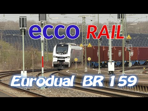 ecco rail Eurodual BR 159 214 mit Containerzug in Steinach bei Rothenburg ob der Tauber