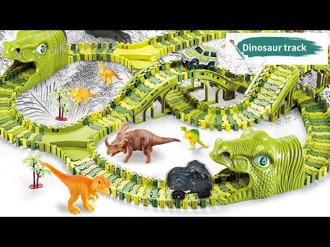 Dinosaurs flexible toy track racing car with dinosaur model - Children Toys