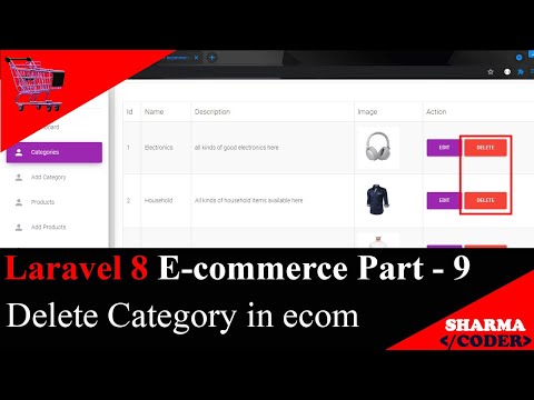 Laravel 8 E com Part 9 Delete Category in ecommerce Admin panel | Ecom 2021
