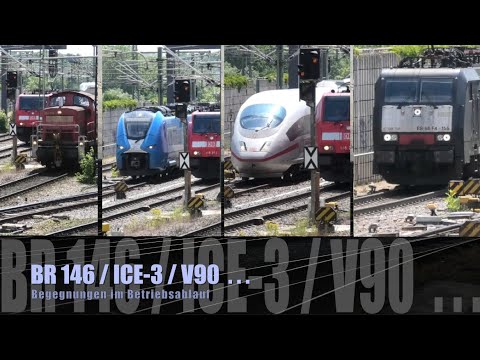 BR146, BR463, V90, ICE-3, BR218, E189, BR245, Begegnungen im Betriebsablauf, Juni 2023, Ullm Hbf