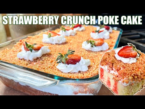 Watch Video: STRAWBERRY CRUNCH POKE CAKE Made Easy with Box Cake Mix