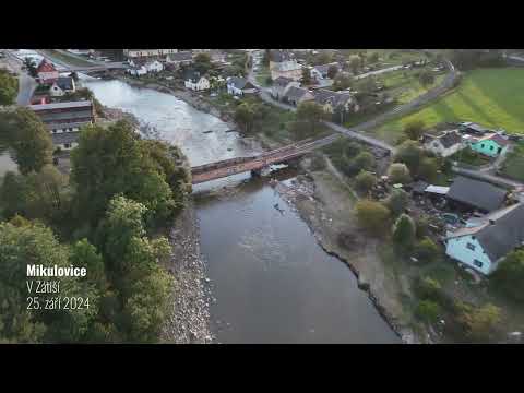 Mikulovice kostel a V Zátiší 25.9.2024 Povodně Jesenicko