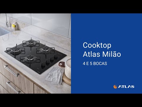 Video thumbnail of Cooktop 5 Bocas Atlas Milão com Mesa de Vidro e Superacendimento Bivolt