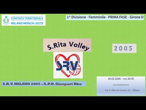 FIPAV 1Div: SRV2005 vs Giosport Rho - 20/02/2026