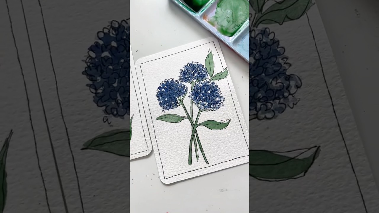 Watercolor Hydrangea Postcard