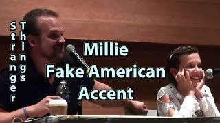 Millie Bobby Brown uses Fake American Accent on Stranger Things w/ David Harbour Phoenix Comicon video