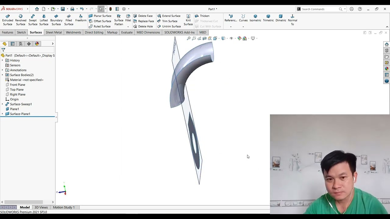 SolidWorks Surface Tutorial – Double Ear Clip 3D Modeling Step by Step