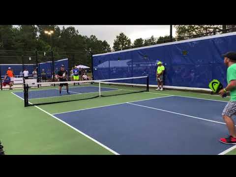Incredible 46 shot Pickleball rally, with two erne’s!!